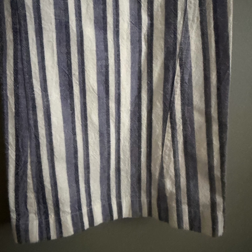 Roxy Oceanside Linen Blend Blue and White Striped Flared Leg medium pants NWT - Picture 5 of 12